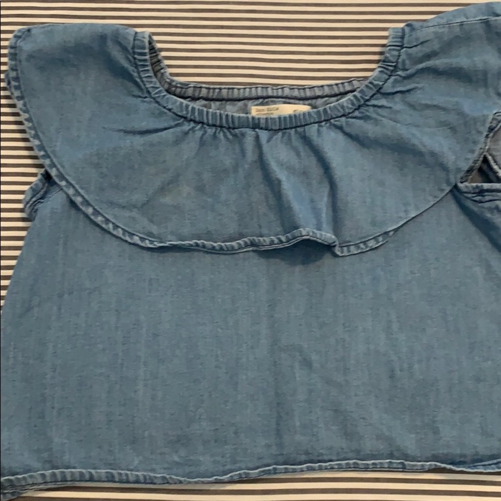 Zara girl off the shoulder denim top